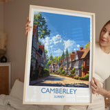 Camberley Travel Print, Travel Poster of Camberley, Surrey Poster, Camberley Art Gift, London Art Lovers UK Travel Gift NQ Media Designs