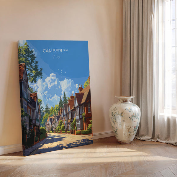 Camberley Travel Poster, Travel Print of Camberley, Surrey Poster, Camberley Art Gift, London Art Lovers UK Travel Gift