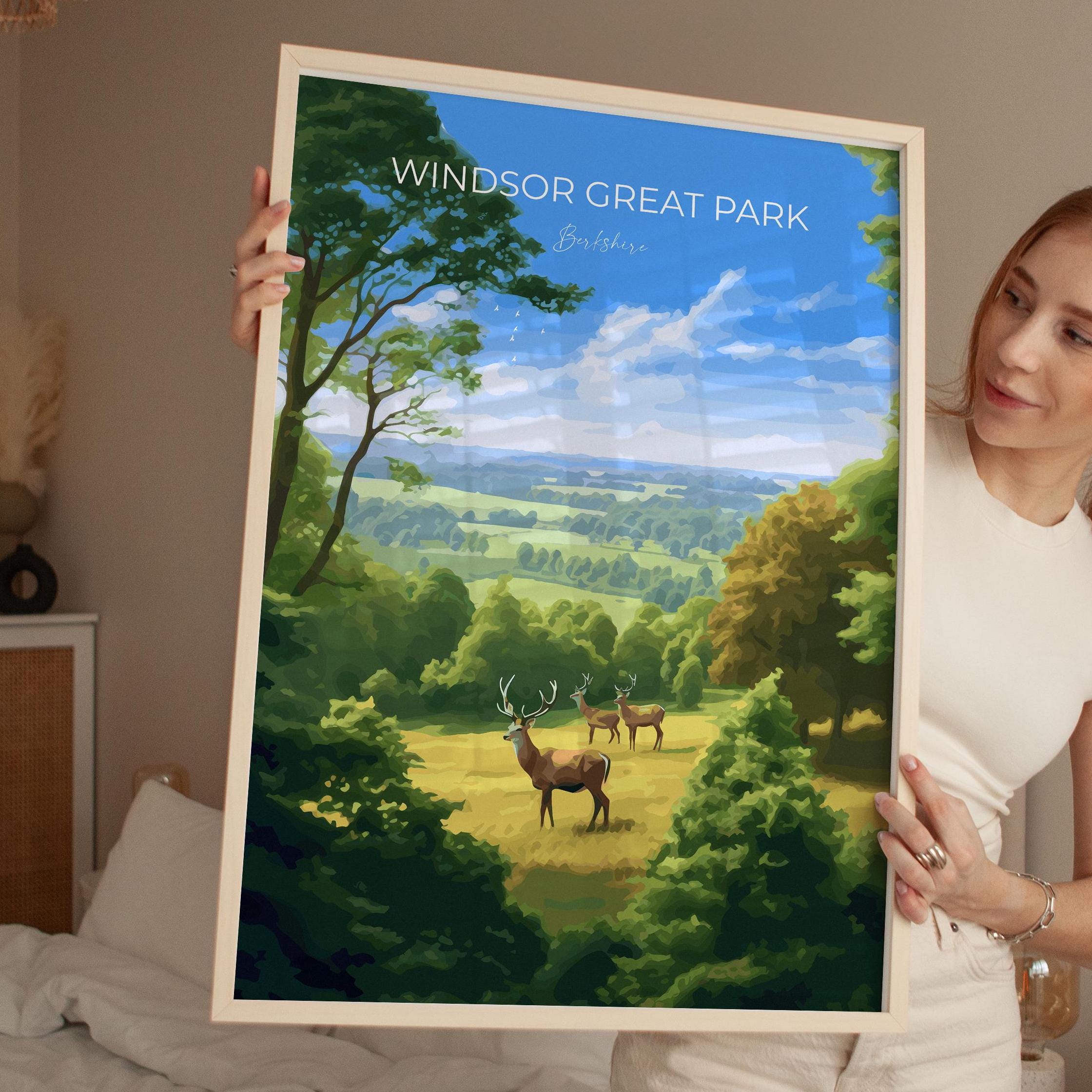 Windsor Great Park Travel Poster, Travel Print of Windsor Great Park , Berkshire, England, Windsor Gift, Wall Art Print NQ Media Designs