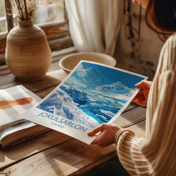 Jokulsarlon Poster Wall Art, Jokulsarlon Travel Print, Iceland Wall Art, Jokulsarlon Art Lovers Gift, Iceland Gift