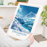 Jokulsarlon Poster Wall Art, Jokulsarlon Travel Print, Iceland Wall Art, Jokulsarlon Art Lovers Gift, Iceland Gift NQ Media Designs