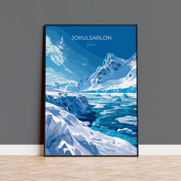 Jokulsarlon Print Wall Art, Jokulsarlon Travel Poster, Iceland Wall Art, Jokulsarlon Art Lovers Gift, Iceland Gift