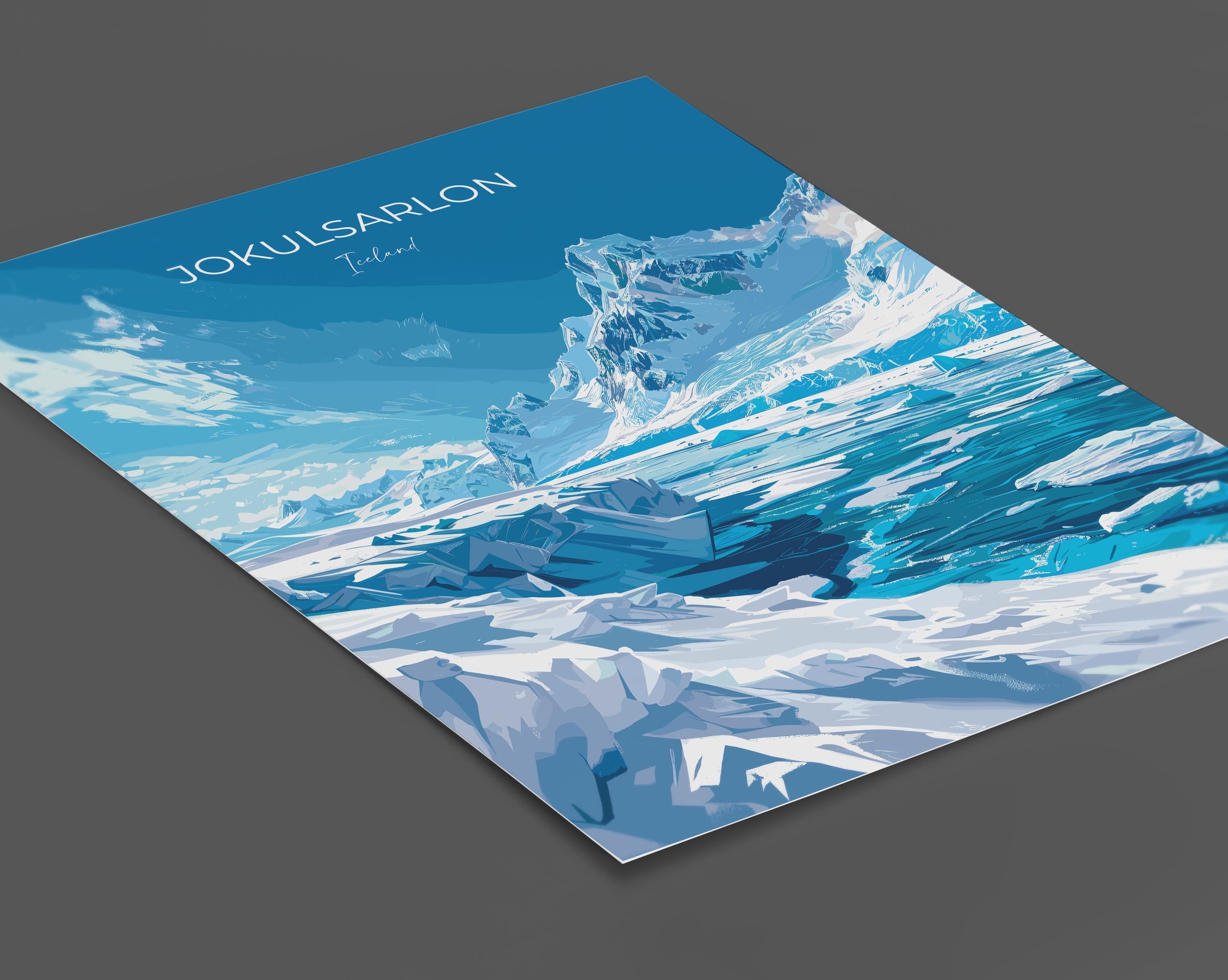 Jokulsarlon Print Wall Art, Jokulsarlon Travel Poster, Iceland Wall Art, Jokulsarlon Art Lovers Gift, Iceland Gift NQ Media Designs
