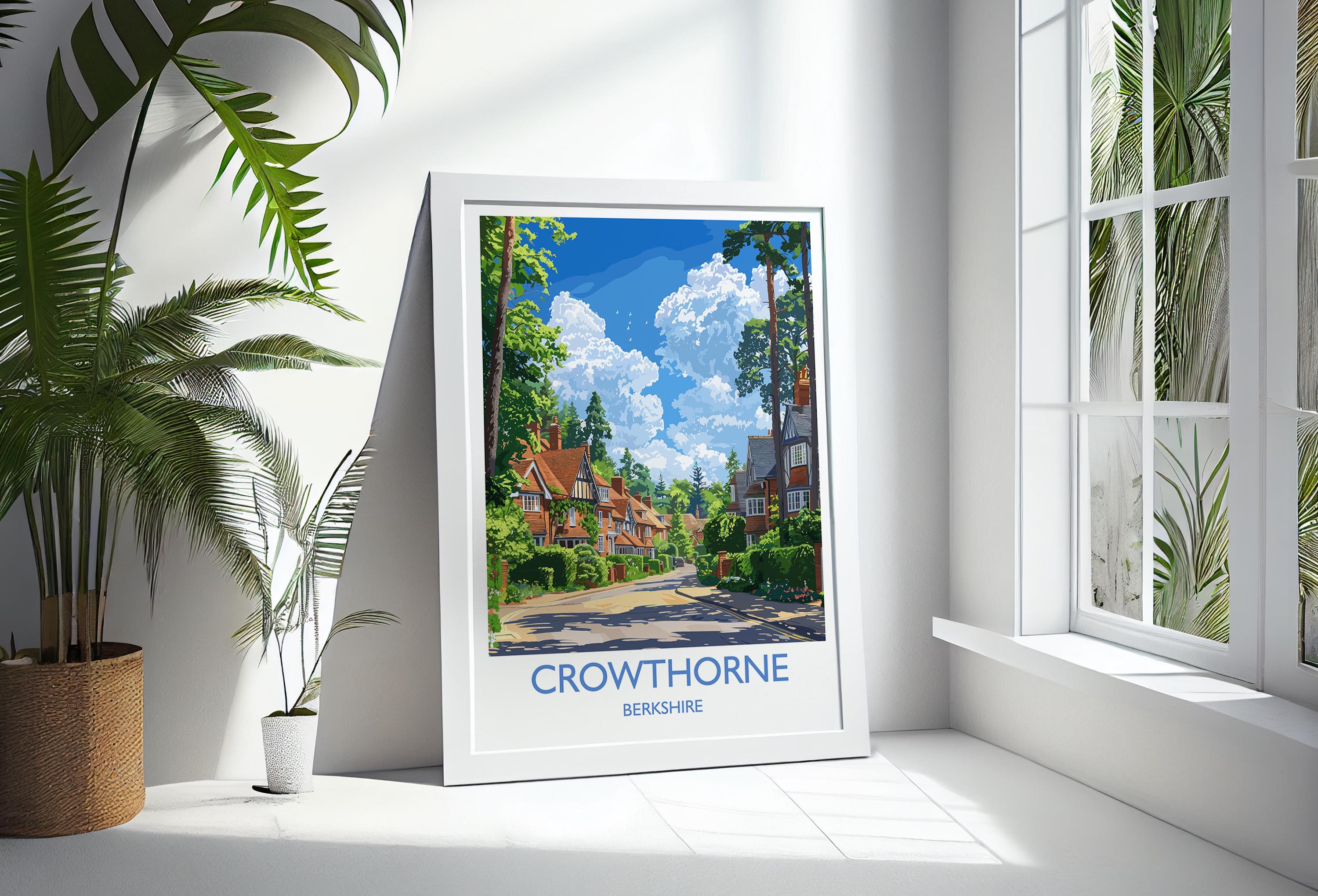 Crowthorne Travel Print, Travel Poster of Crowthorne, Berkshire, England, Windsor Gift, Wall Art Print NQ Media Designs