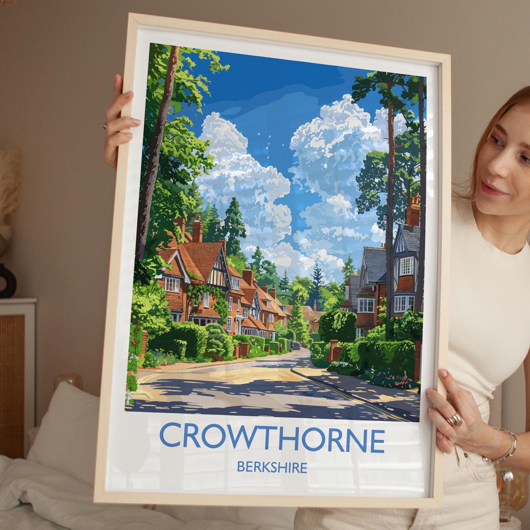 Crowthorne Travel Print, Travel Poster of Crowthorne, Berkshire, England, Windsor Gift, Wall Art Print NQ Media Designs