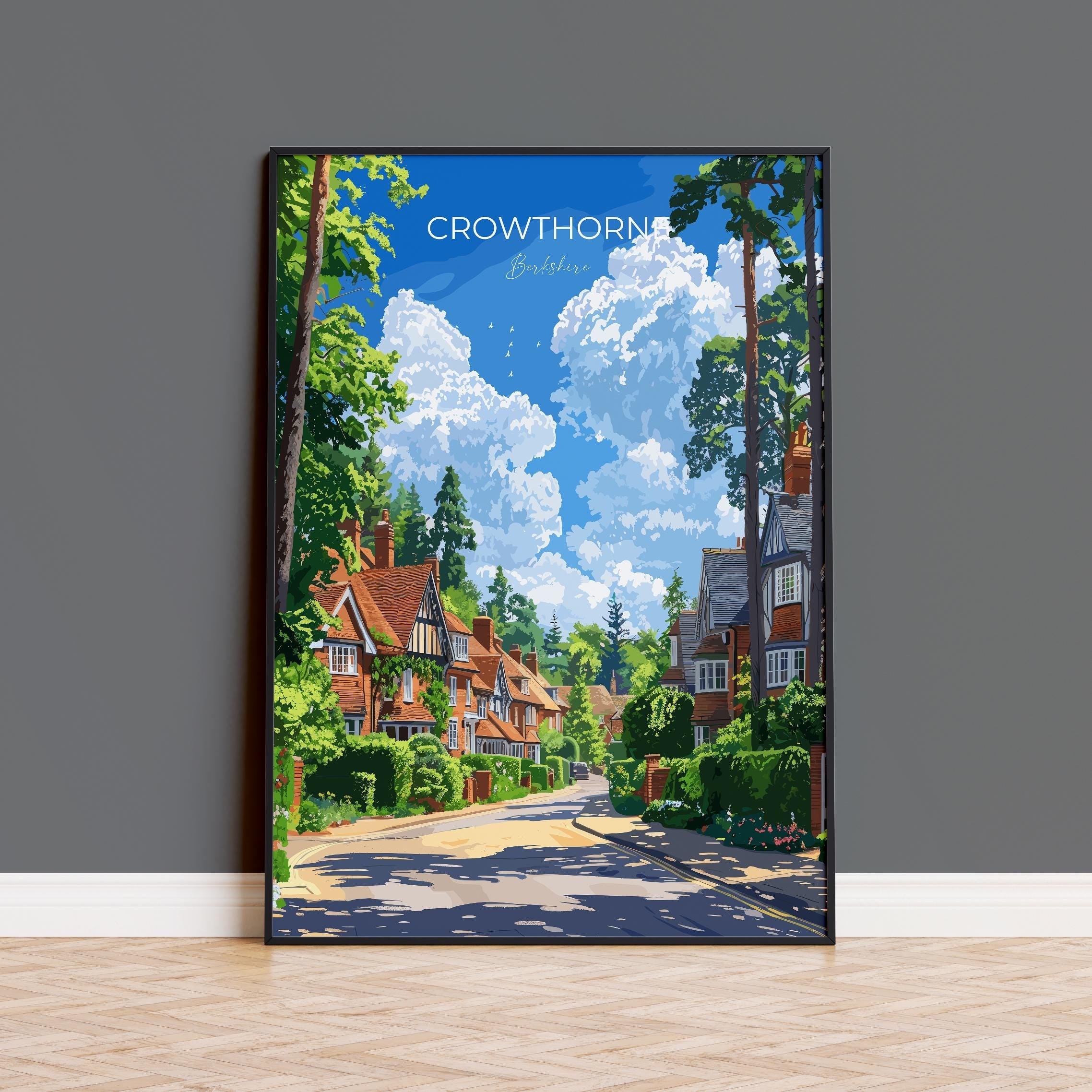 Crowthorne Travel Poster, Travel Print of Crowthorne, Berkshire, England, Windsor Gift, Wall Art Print NQ Media Designs