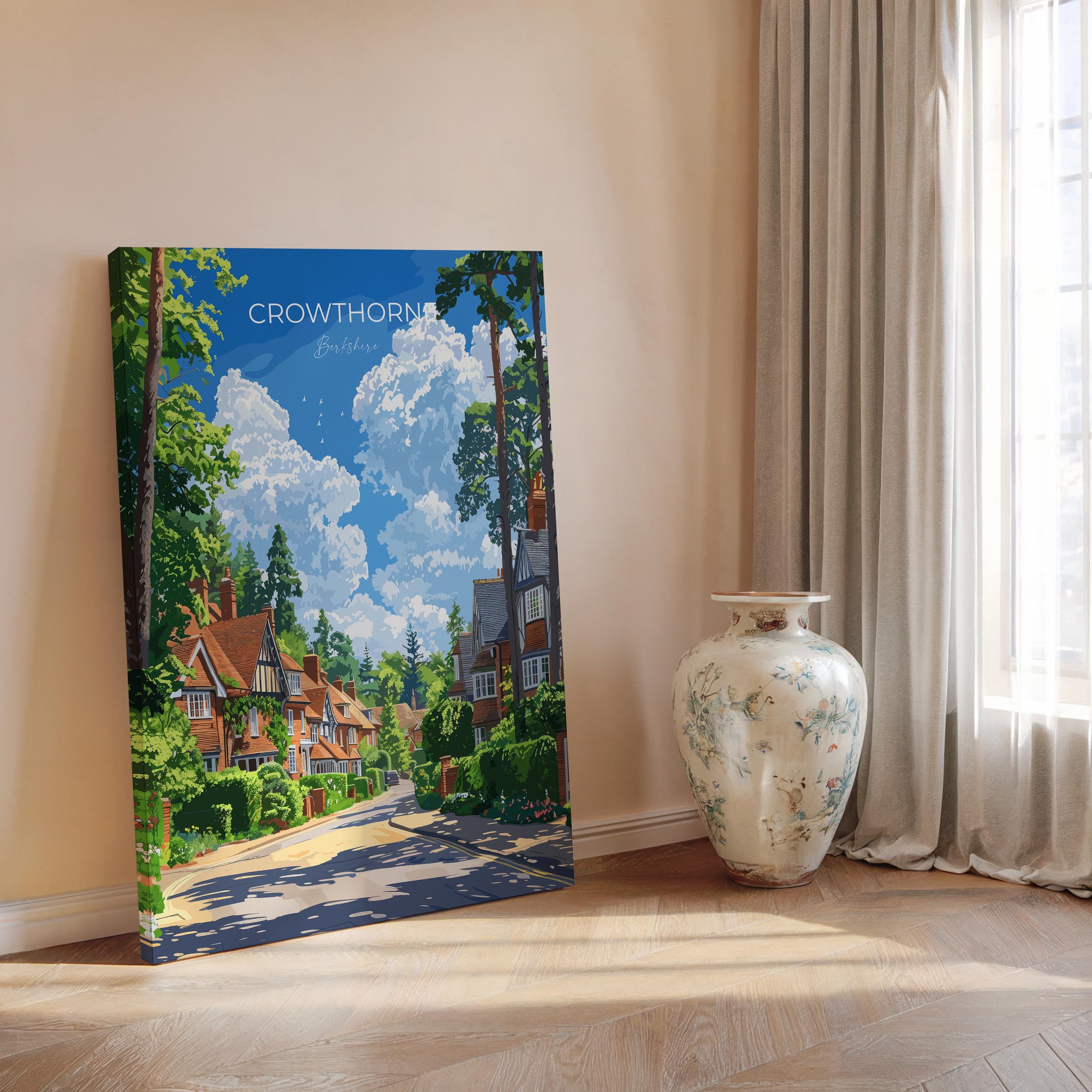 Crowthorne Travel Poster, Travel Print of Crowthorne, Berkshire, England, Windsor Gift, Wall Art Print NQ Media Designs