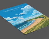 Freshwater Beach Travel Poster, Travel Print of Freshwater Beach, Wales, Pembrokeshire Art Gift, Wales Art Lovers Gift, Wall Art Print NQ Media Designs