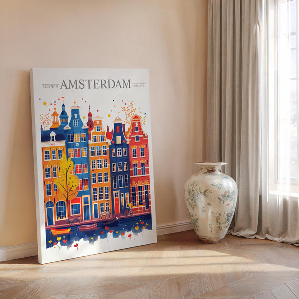 Amsterdam Skyline Travel Print Wall Art, Amsterdam Skyline Travel Poster, Amsterdam City, Netherlands City Art, Amsterdam Art Lovers Gift