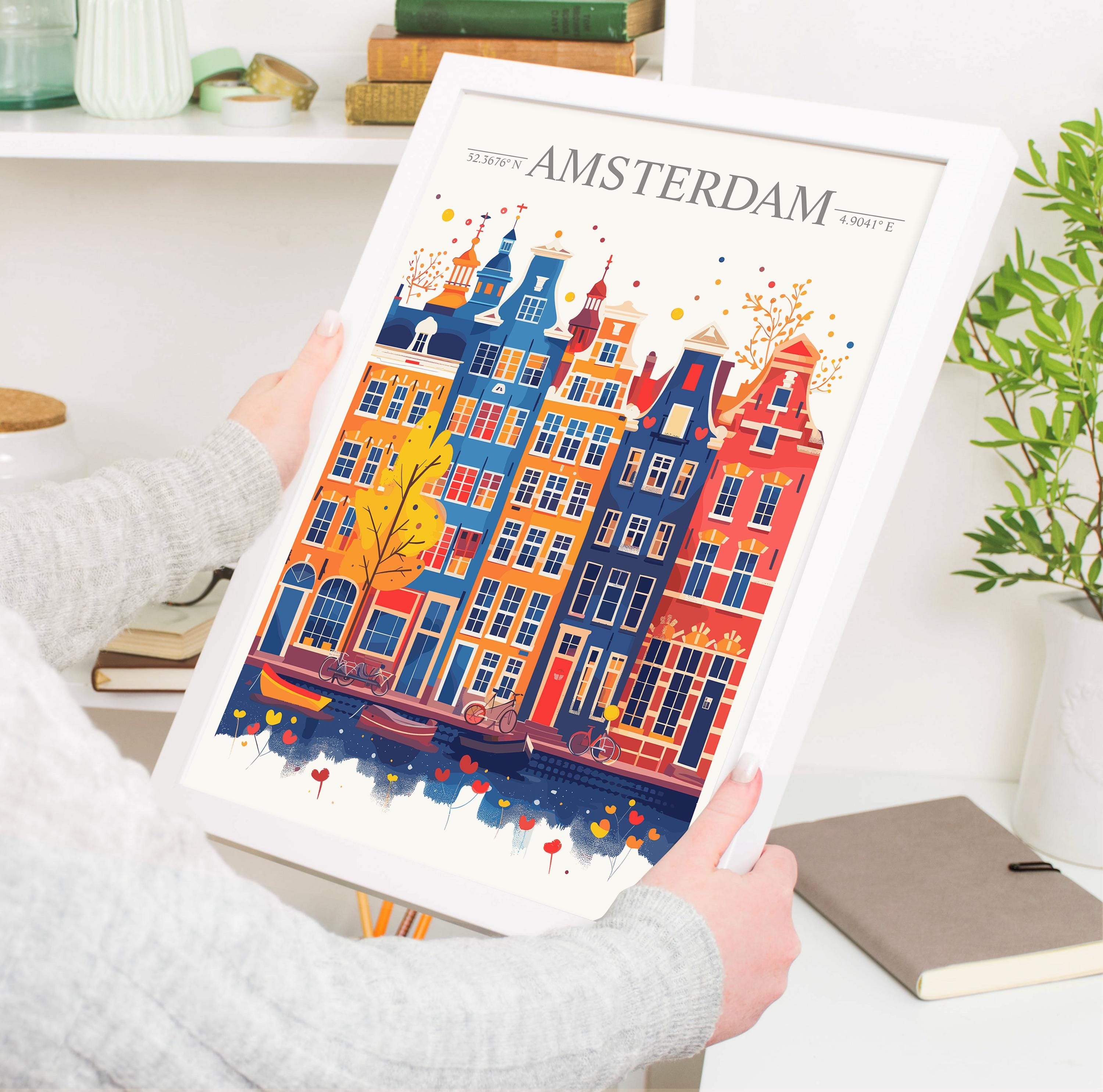 Amsterdam Skyline Travel Print Wall Art, Amsterdam Skyline Travel Poster, Amsterdam City, Netherlands City Art, Amsterdam Art Lovers Gift NQ Media Designs