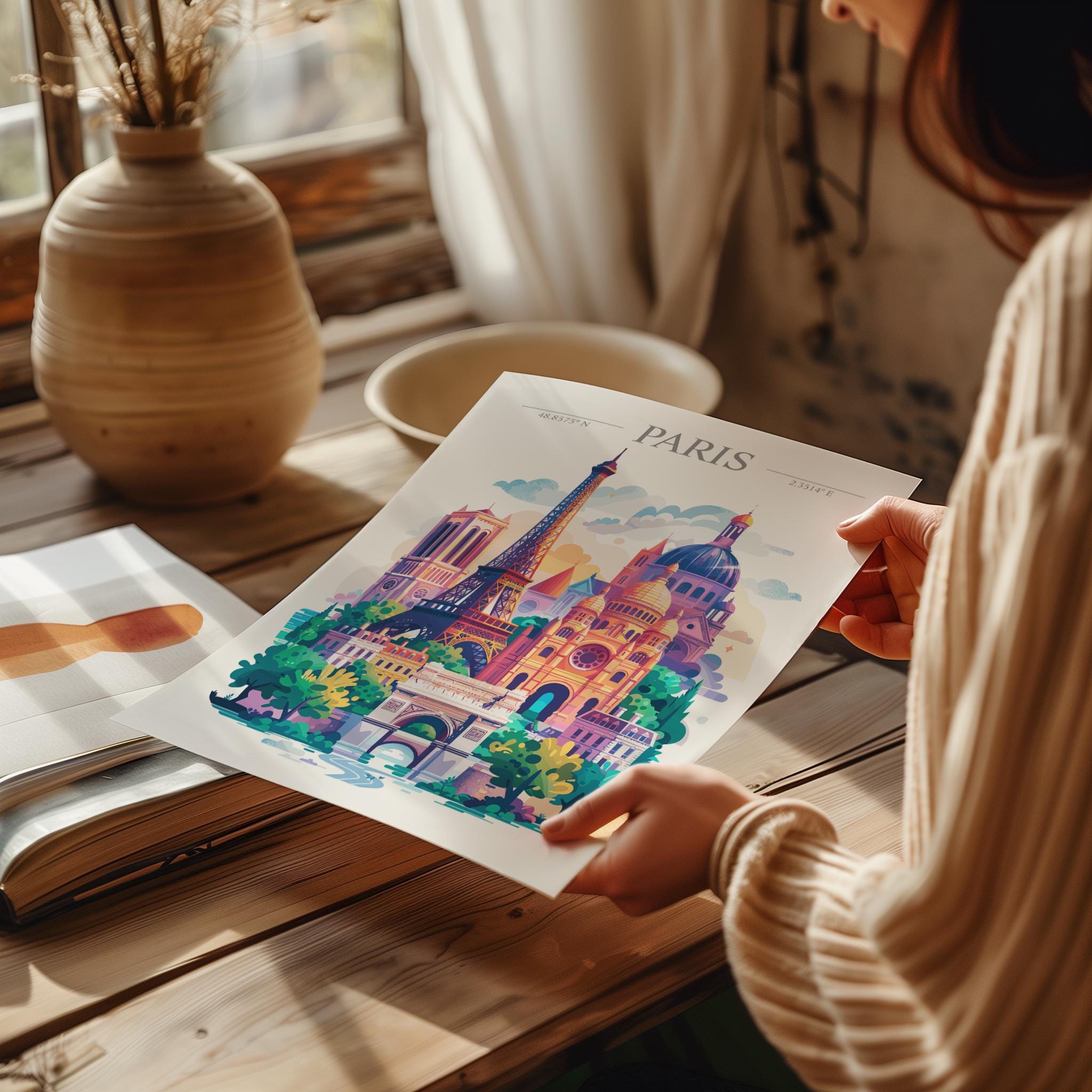 Paris Skyline Travel Print Wall Art, Paris Skyline Travel Poster, Paris City, France City Art, France Art Gift, Paris Art Lovers Gift NQ Media Designs