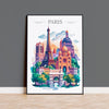 Paris Skyline Travel Print Wall Art, Paris Skyline Travel Poster, Paris City, France City Art, France Art Gift, Paris Art Lovers Gift NQ Media Designs