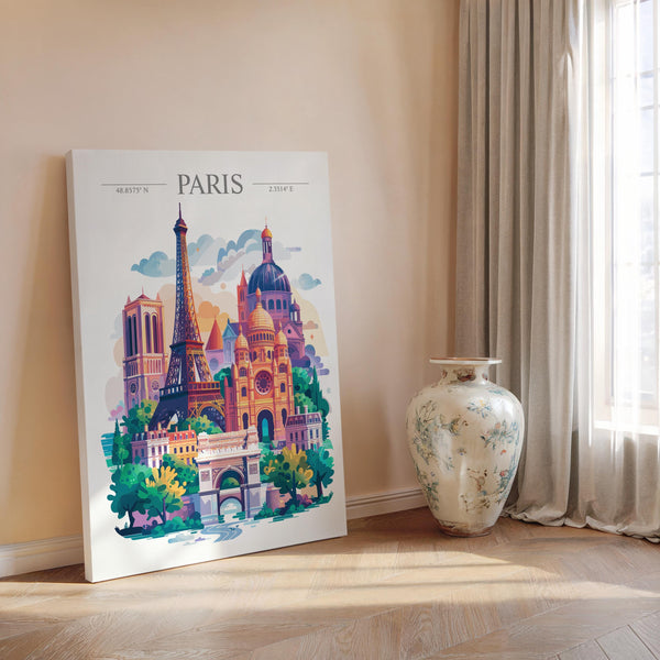 Paris Skyline Travel Print Wall Art, Paris Skyline Travel Poster, Paris City, France City Art, France Art Gift, Paris Art Lovers Gift