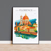 Florence Skyline Travel Poster Wall Art, Florence Skyline Travel Print, Florence City, Italy City Art Gift, Florence Art Lovers Gift NQ Media Designs