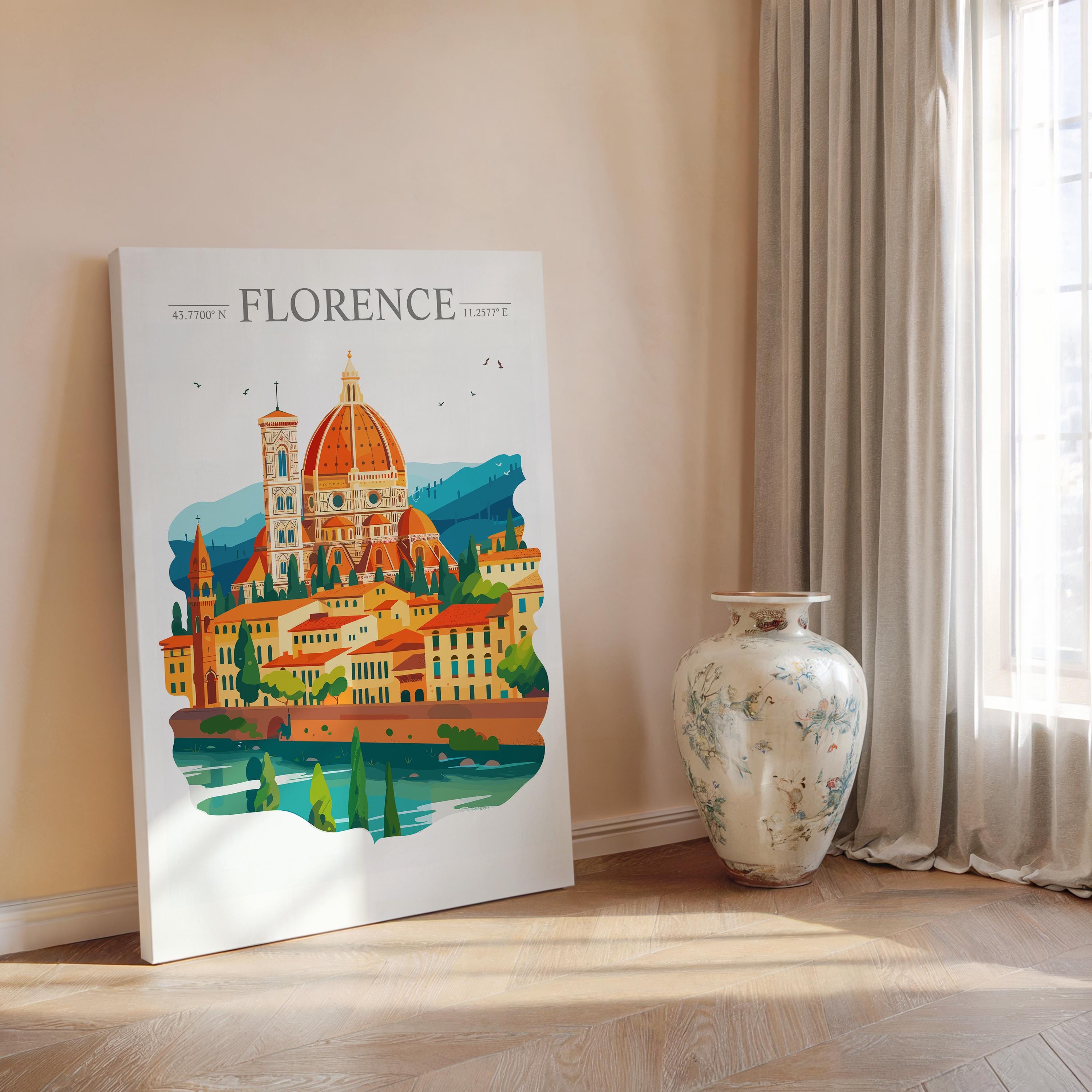 Florence Skyline Travel Poster Wall Art, Florence Skyline Travel Print, Florence City, Italy City Art Gift, Florence Art Lovers Gift NQ Media Designs