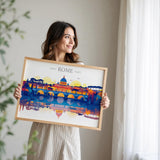 Rome Travel Poster Skyline Wall Art Landscape, Travel Print of Rome, Rome Art Lovers Gift,Italy Horizontal Art Gift NQ Media Designs