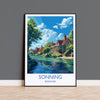 Sonning Travel Print, Travel Poster of Sonning, Berkshire, England, Windsor Gift, Wall Art Print NQ Media Designs