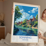 Sonning Travel Print, Travel Poster of Sonning, Berkshire, England, Windsor Gift, Wall Art Print NQ Media Designs