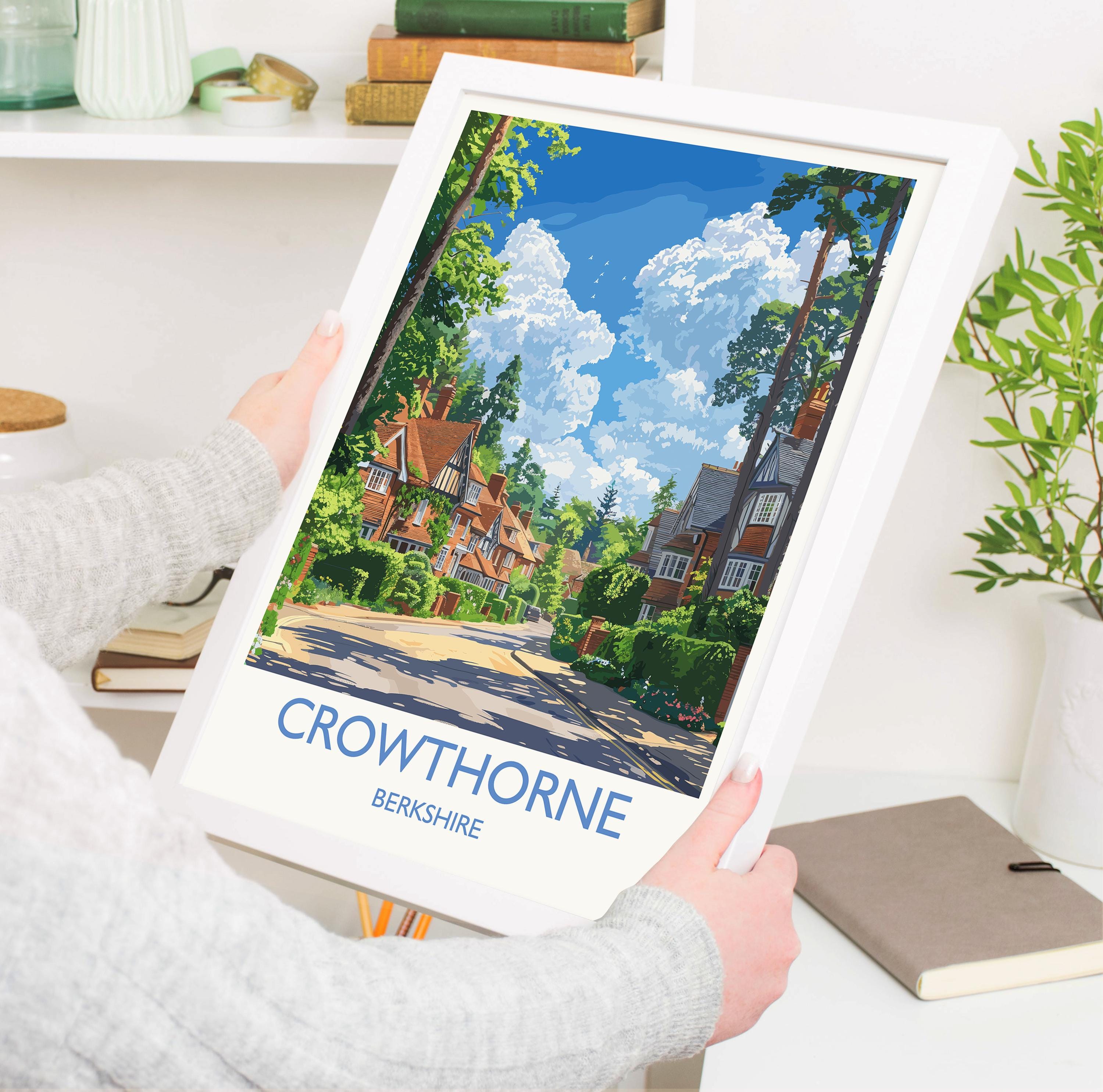 Crowthorne Travel Print, Travel Poster of Crowthorne, Berkshire, England, Windsor Gift, Wall Art Print NQ Media Designs