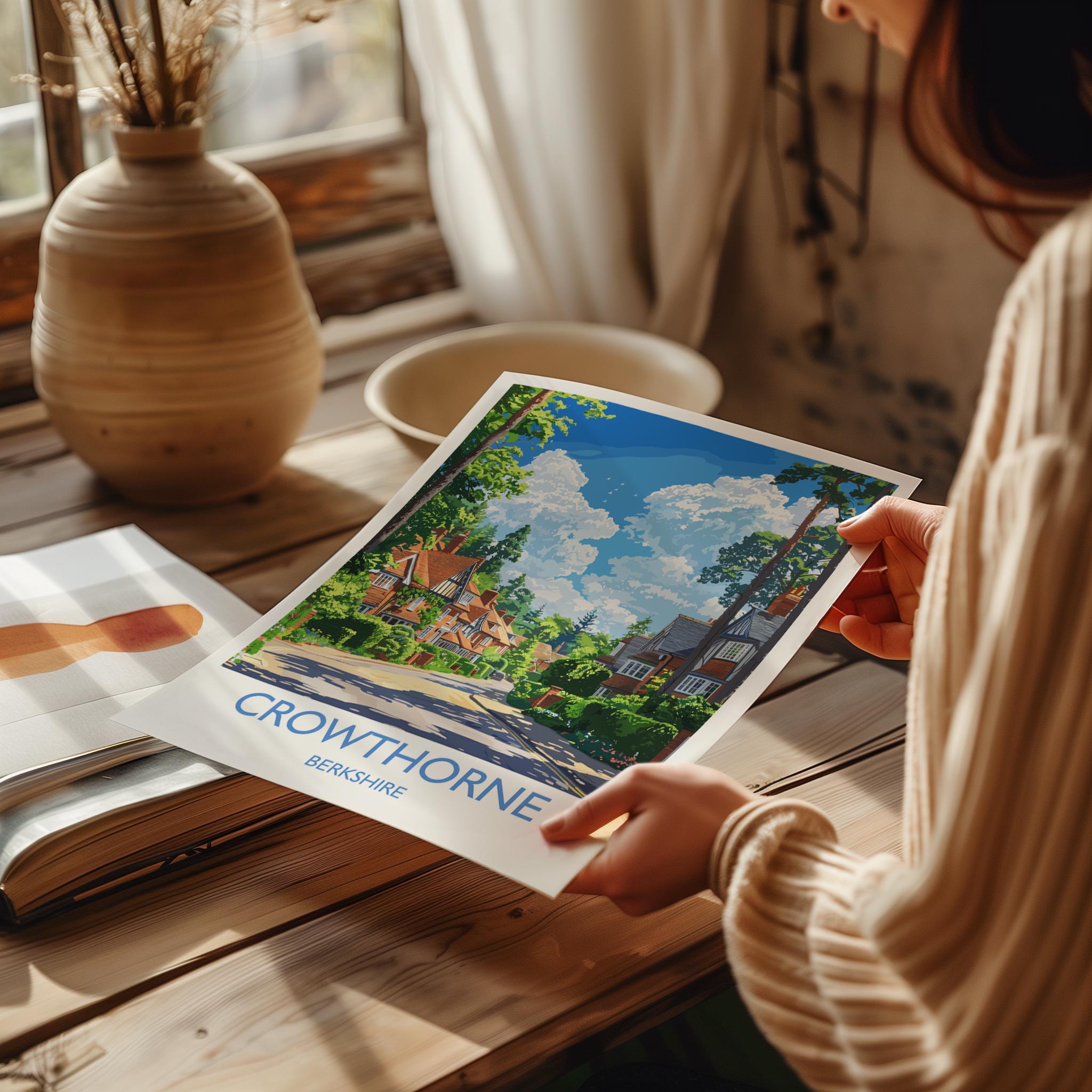 Crowthorne Travel Print, Travel Poster of Crowthorne, Berkshire, England, Windsor Gift, Wall Art Print NQ Media Designs