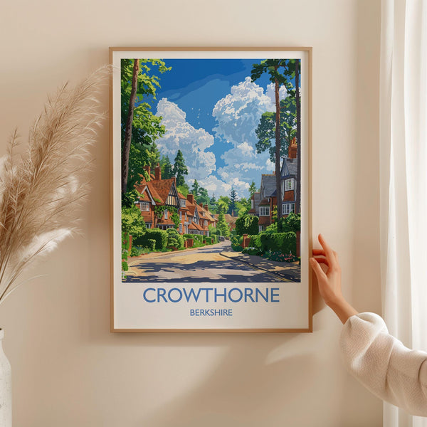 Crowthorne Travel Print, Travel Poster of Crowthorne, Berkshire, England, Windsor Gift, Wall Art Print