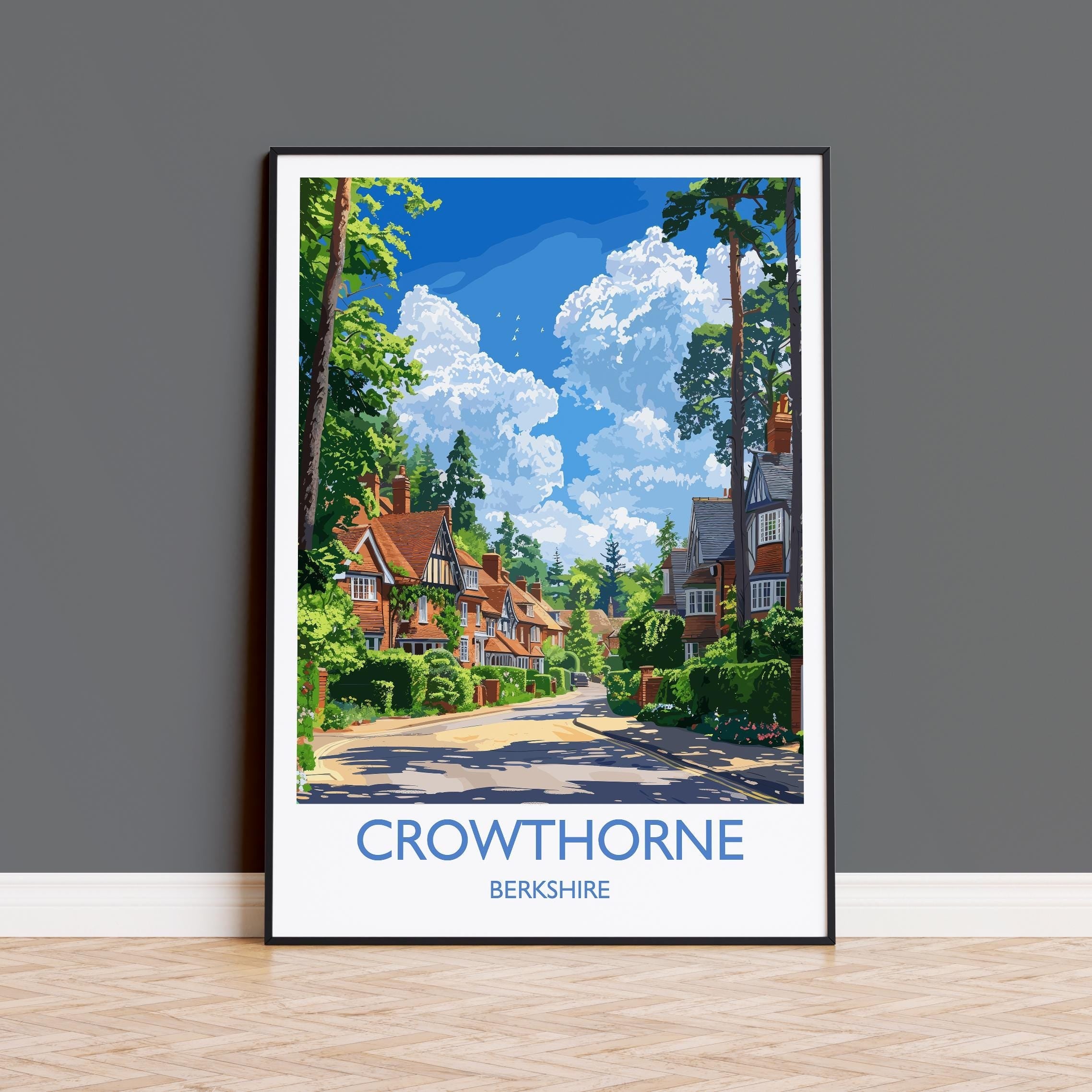 Crowthorne Travel Print, Travel Poster of Crowthorne, Berkshire, England, Windsor Gift, Wall Art Print NQ Media Designs