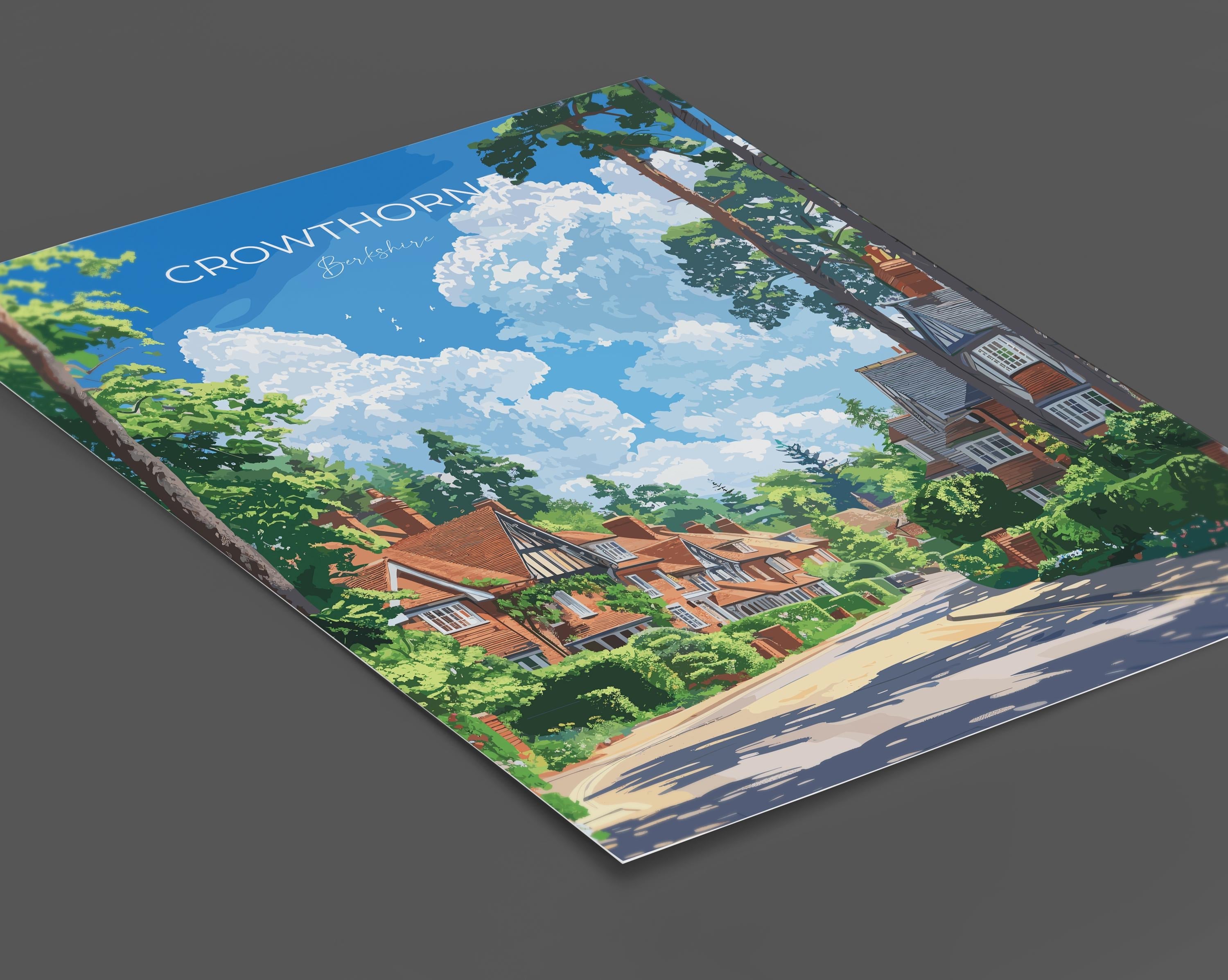 Crowthorne Travel Poster, Travel Print of Crowthorne, Berkshire, England, Windsor Gift, Wall Art Print NQ Media Designs