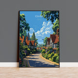 Esher Travel Poster, Travel Print of Esher, Surrey Poster, Esher Wall Art Gift, London Art Lovers UK Travel Gift NQ Media Designs