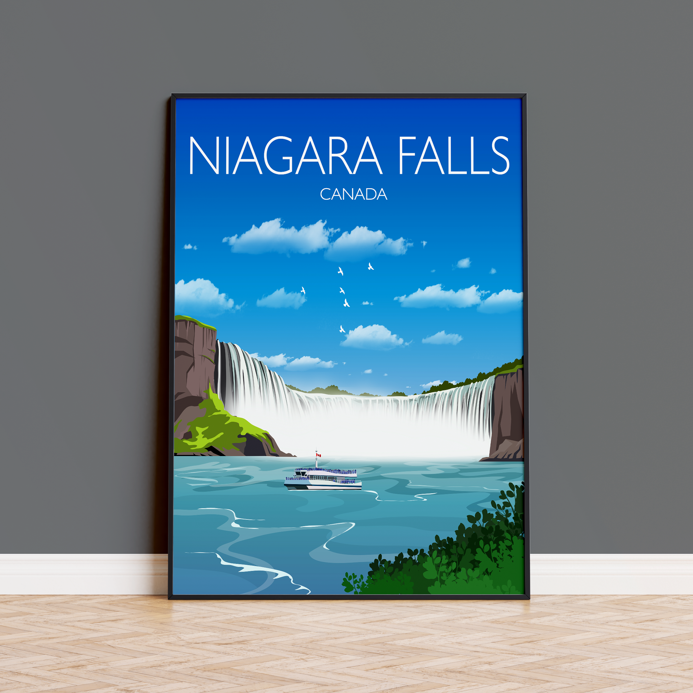 Niagara Falls Travel Poster, Travel Print of Niagara Falls, Niagara Falls, Ontario, Canada NQ Media Designs
