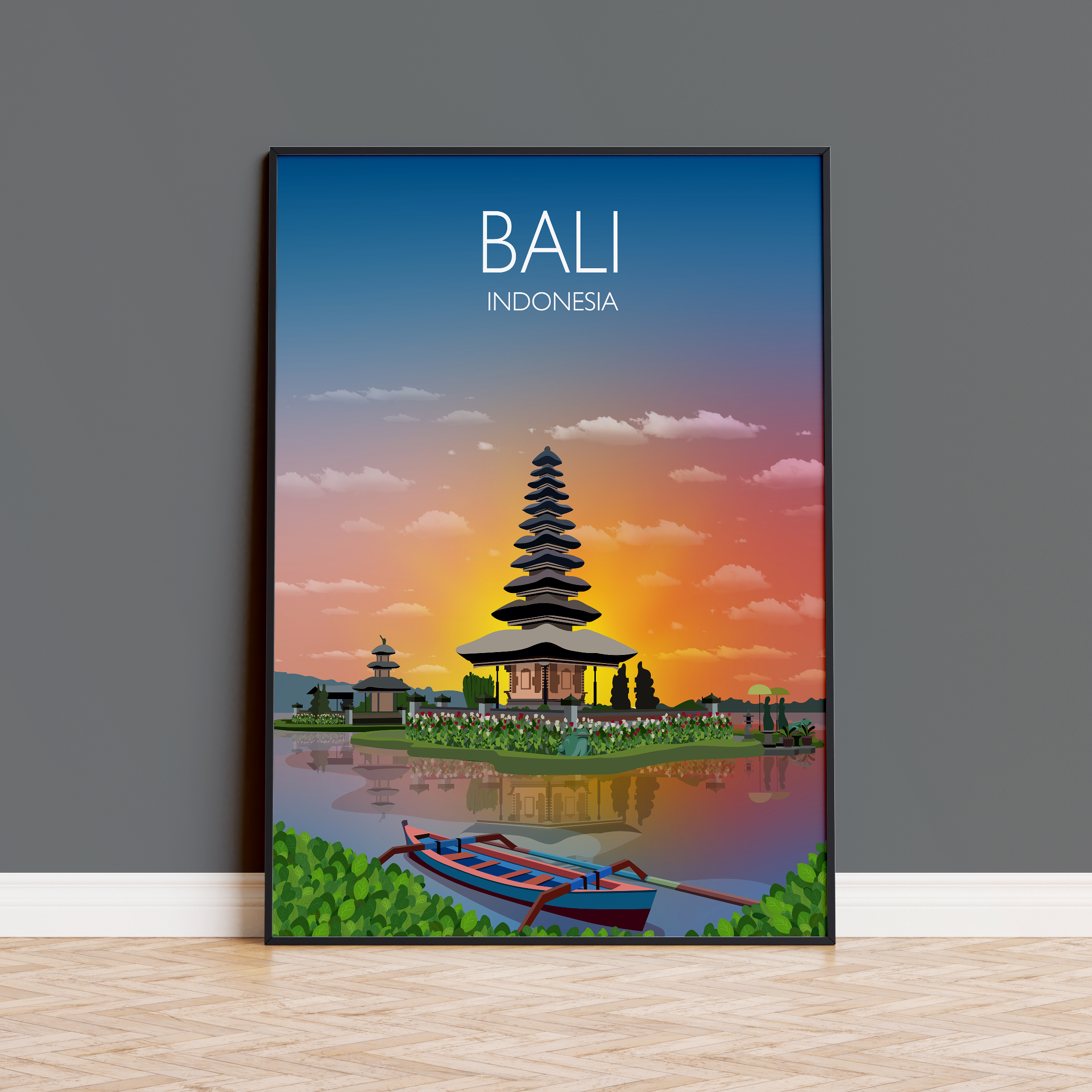Bali Travel Poster, Travel Print of Bali, Indonesia NQ Media Designs