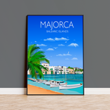 Majorca Travel Poster, Travel Print of Majorca, Balearic Islands NQ Media Designs