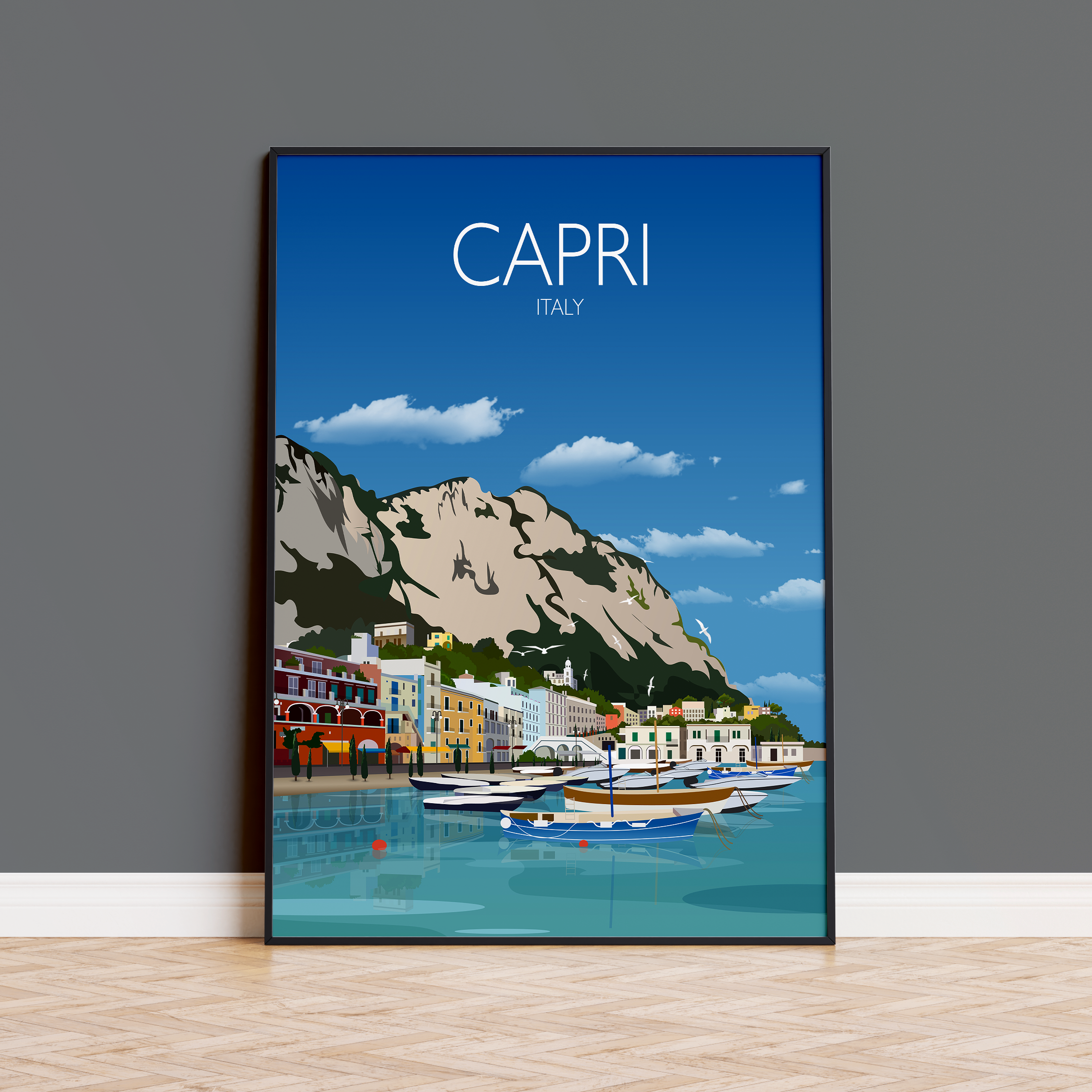 Capri Travel Poster, Travel Print of Capri, Capri, Italy, Italy Travel Poster NQ Media Designs