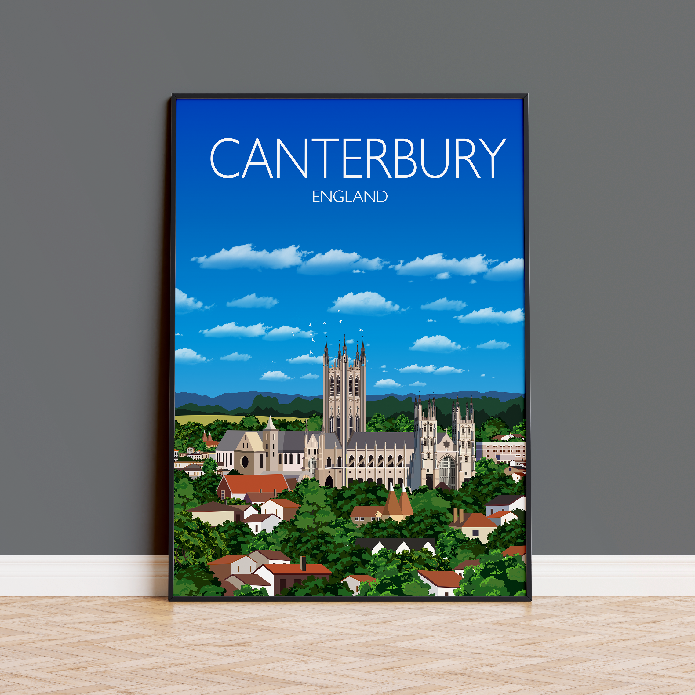 Canterbury Travel Print, Canterbury Poster, Canterbury,Kent, England, UK NQ Media Designs