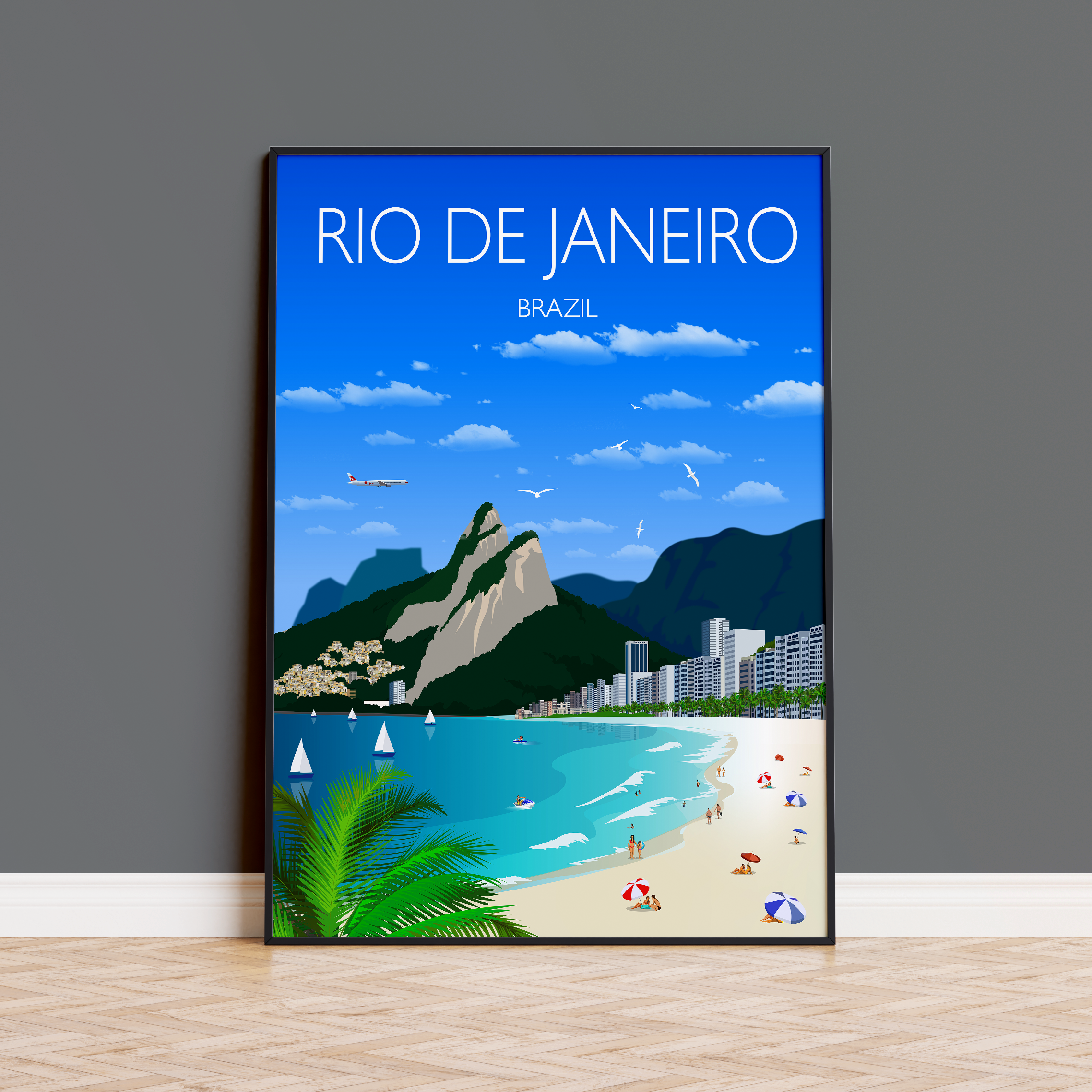 Rio De Janeiro Travel Poster, Travel Print of Rio De Janeiro, Brazil NQ Media Designs