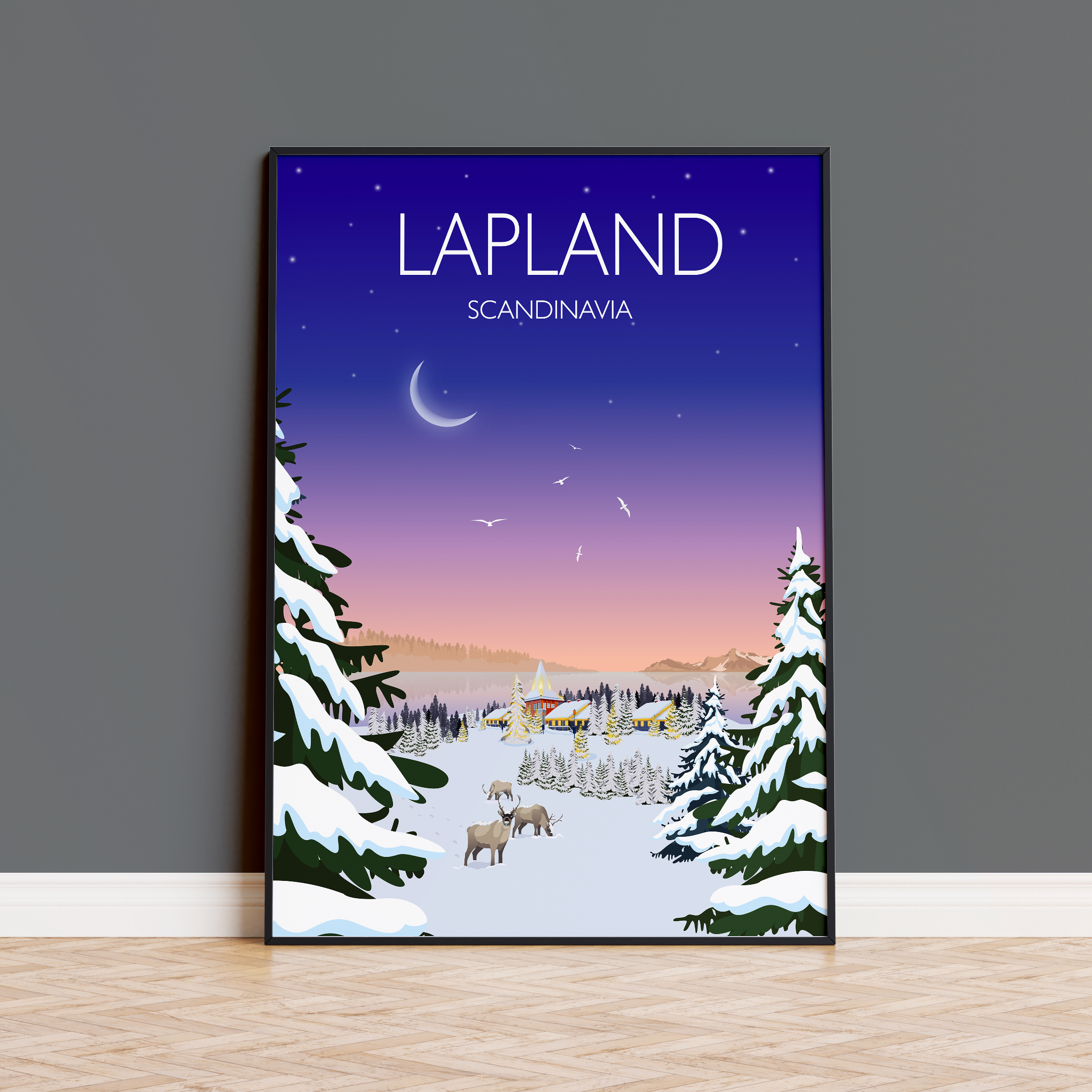 Lapland Travel Print, Lapland Travel Poster NQ Media Designs
