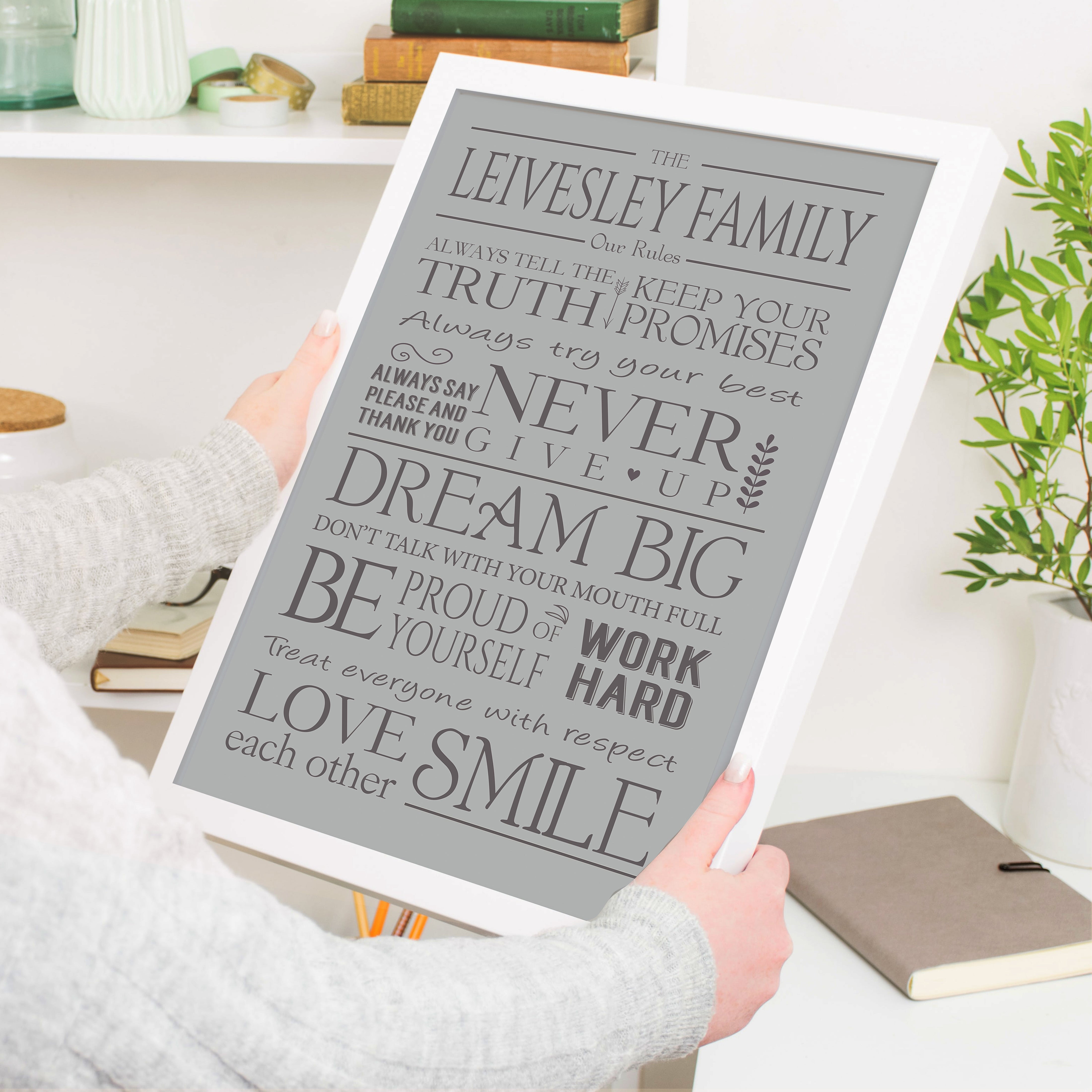 Family Rules Print, Personalised family word art. Gift for family, Canvas Digital Art Print, Birthday Gift, Family gift NQ Media Designs