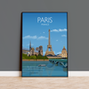 Paris Travel Poster, Travel Print of Paris, City of Paris, France NQ Media Designs