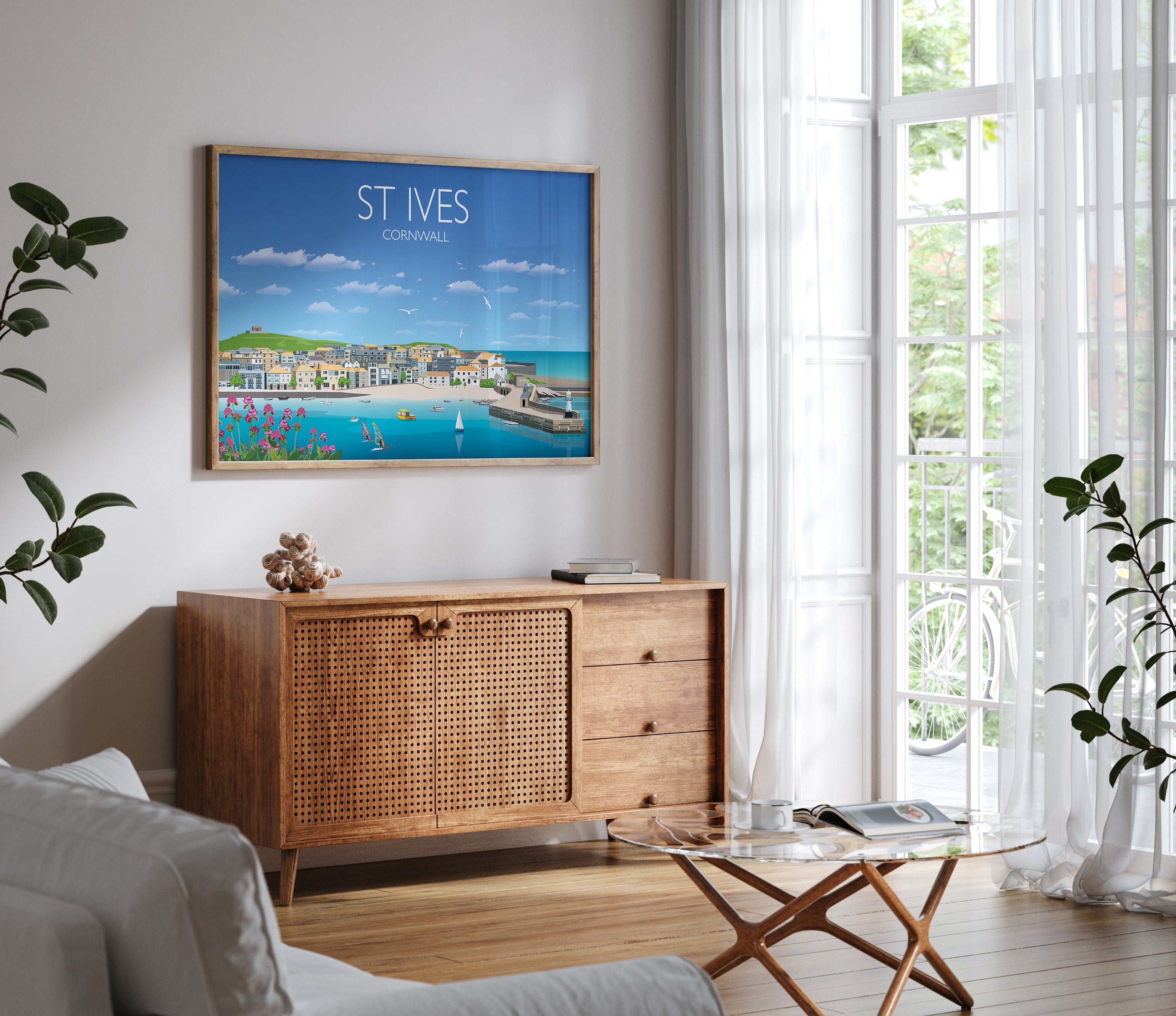 St Ives Travel Poster, Travel Print of St Ives, Cornwall, UK, Limited Edition NQ Media Designs