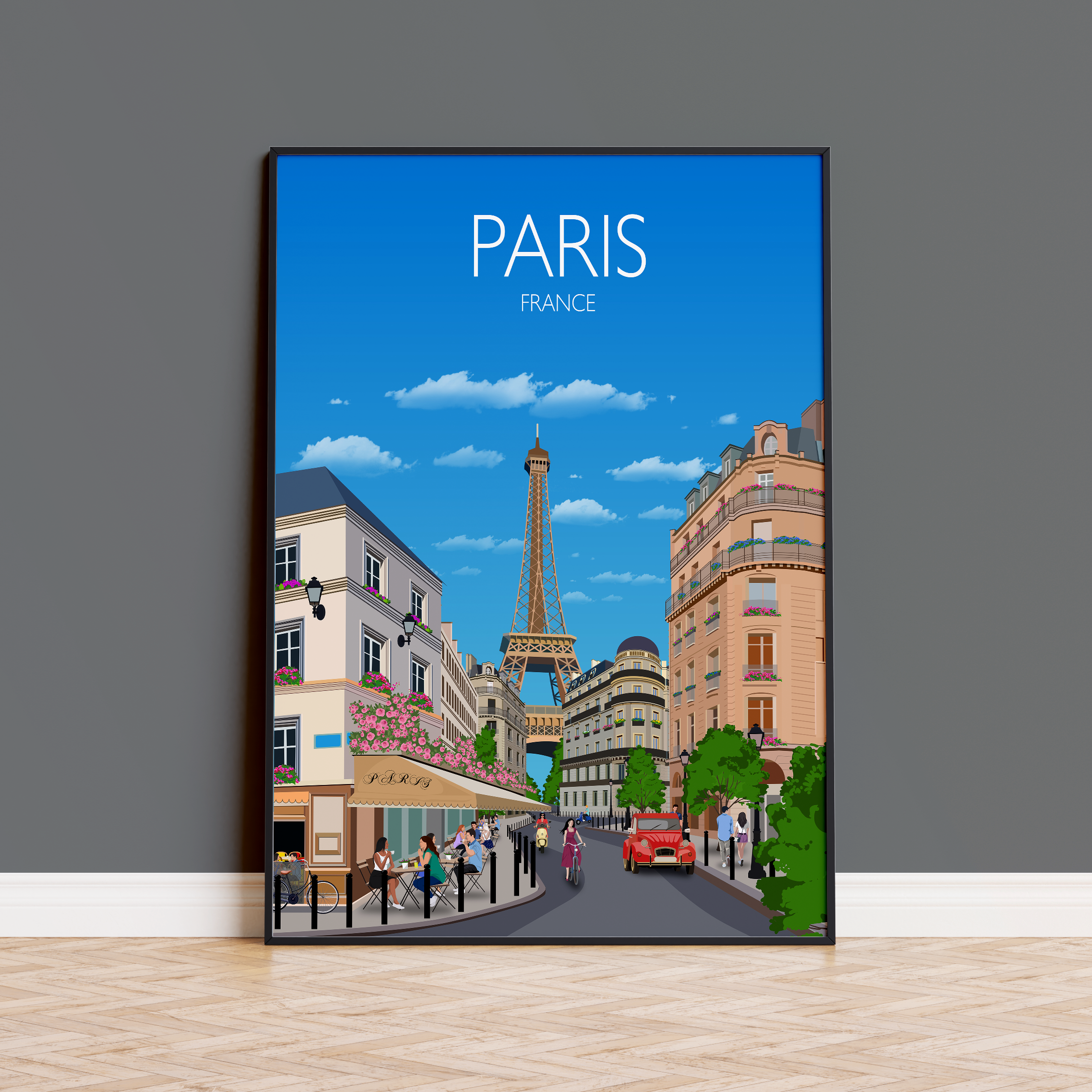 Paris Travel Poster, Travel Print of Paris, City of Paris, France NQ Media Designs