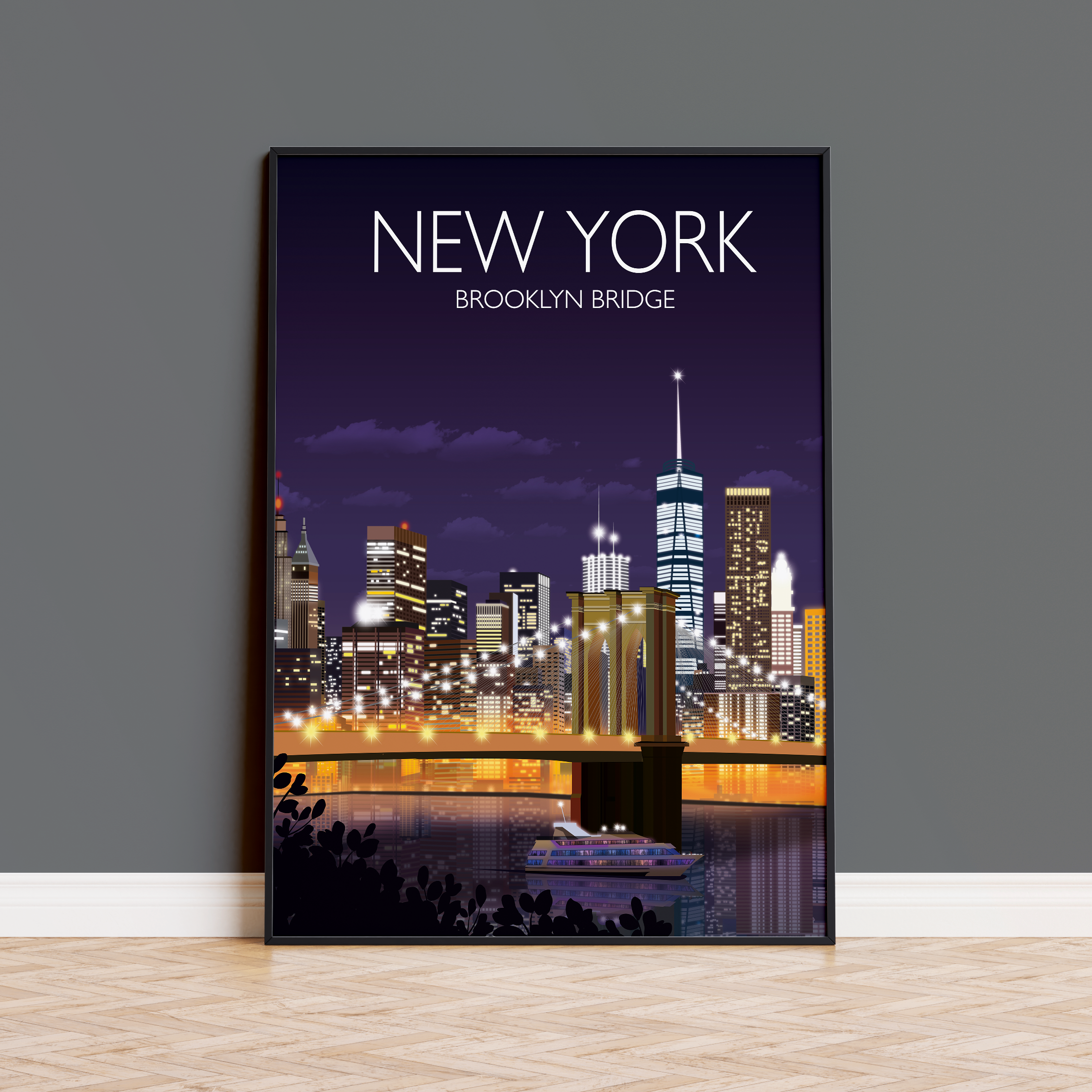 Brooklyn Bridge Travel Poster, Travel Print of New York, USA NQ Media Designs