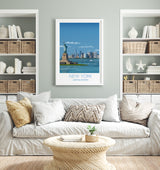 a living room with a white couch and a white coffee table