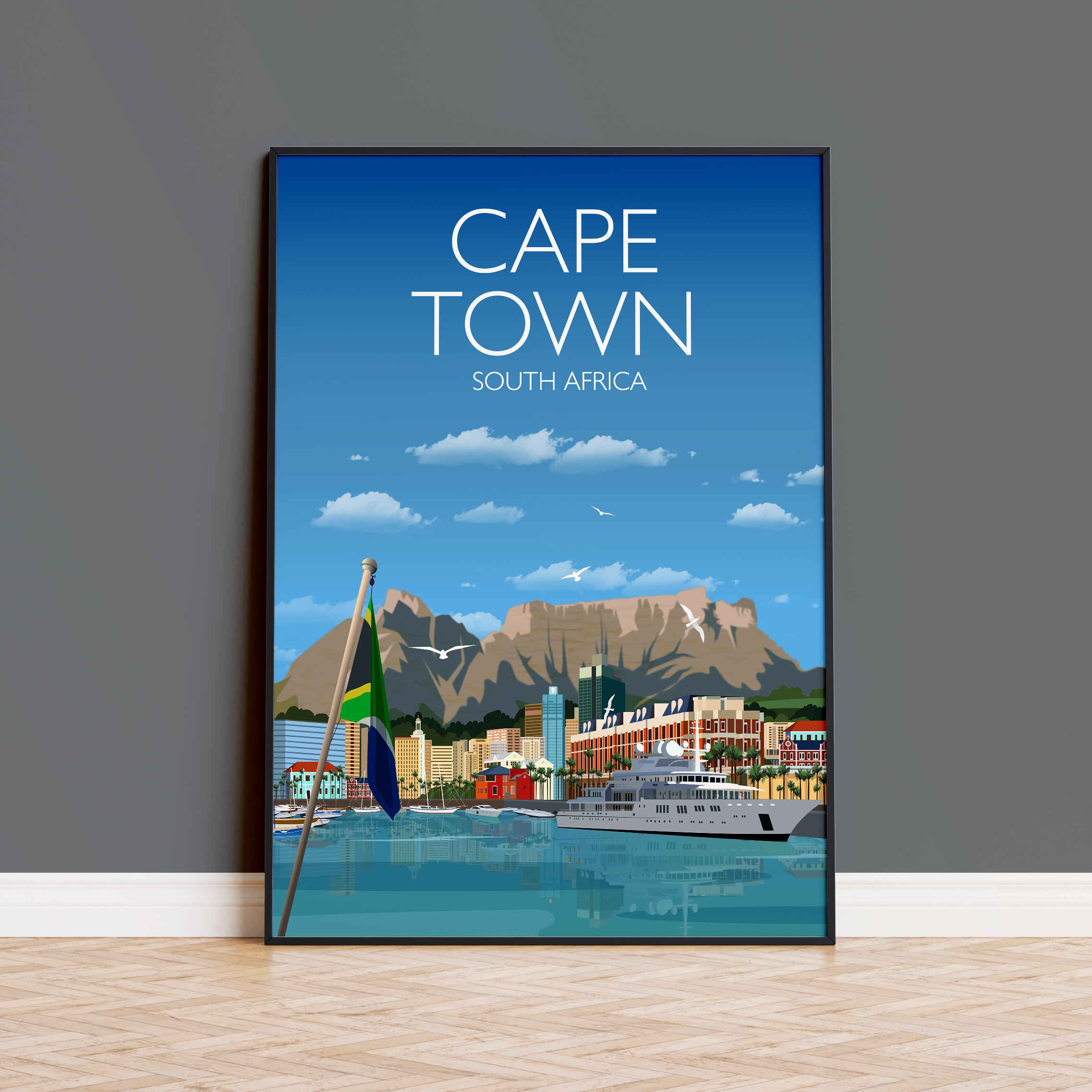 Cape Town Travel Poster , Travel Print of Cape Town, City of Cape Town, South Africa NQ Media Designs