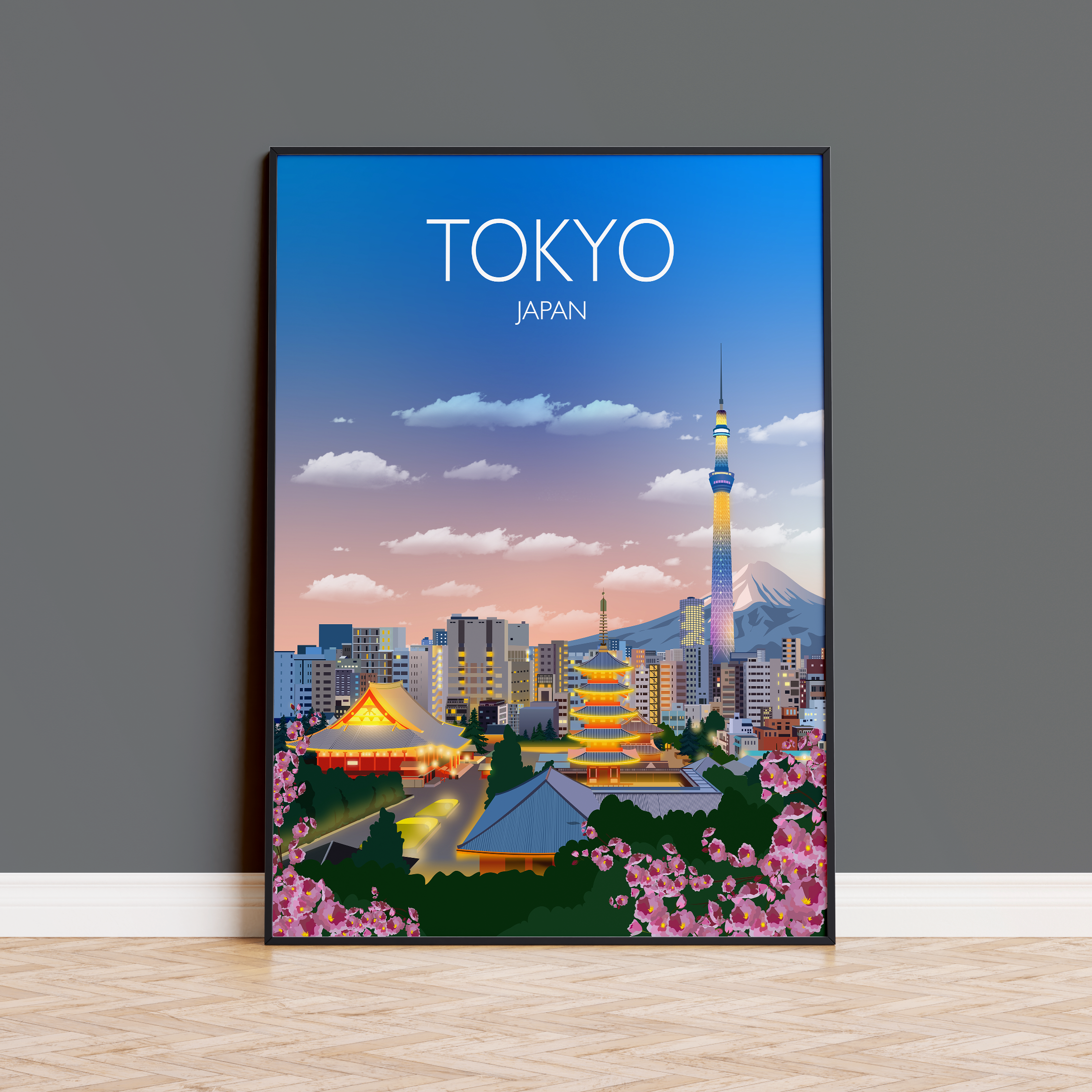 Tokyo Travel Poster, Travel Print of Tokyo, City of Tokyo, Japan NQ Media Designs