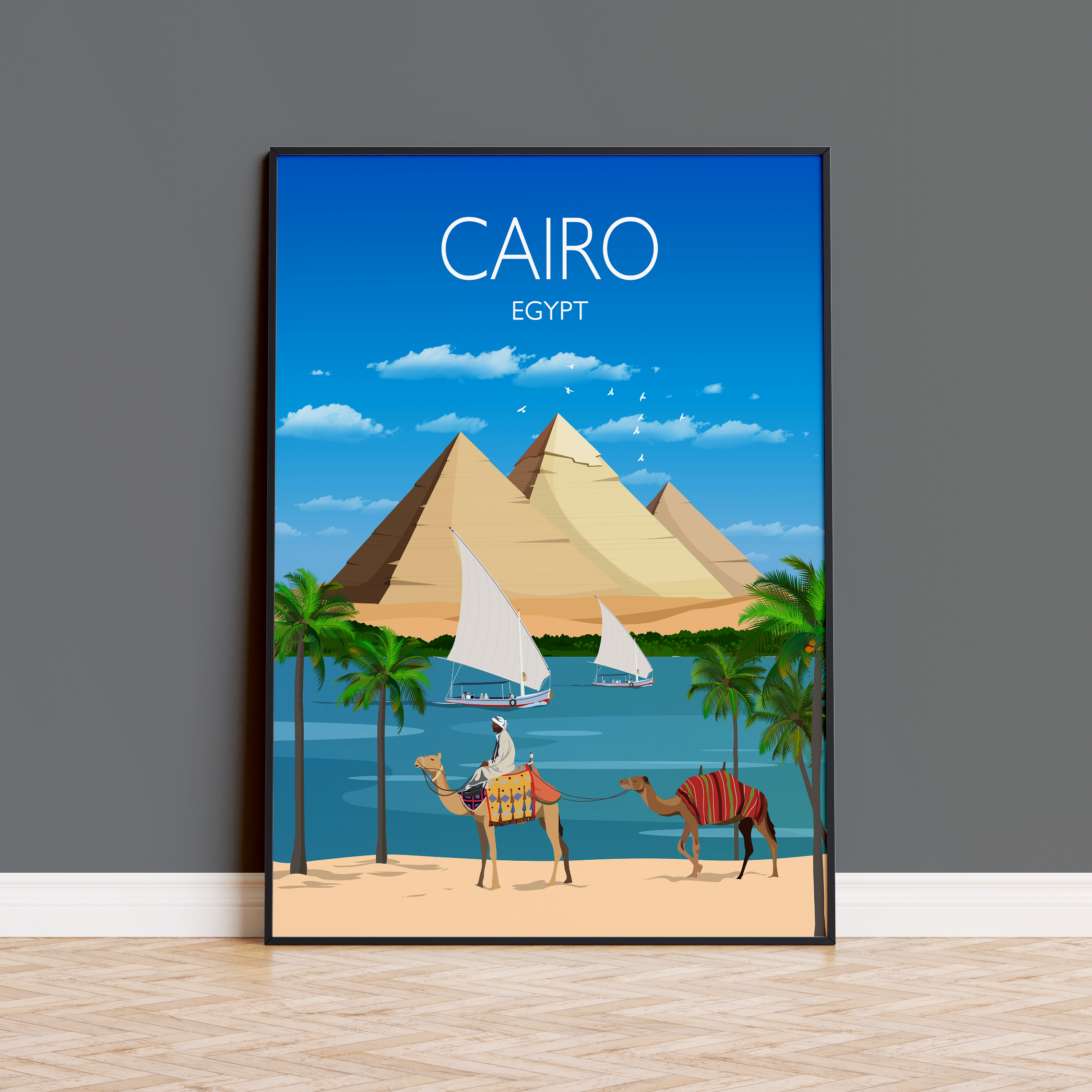 Cairo Travel Poster, Travel Print of Cairo, Cairo, Pyramids, Egypt NQ Media Designs
