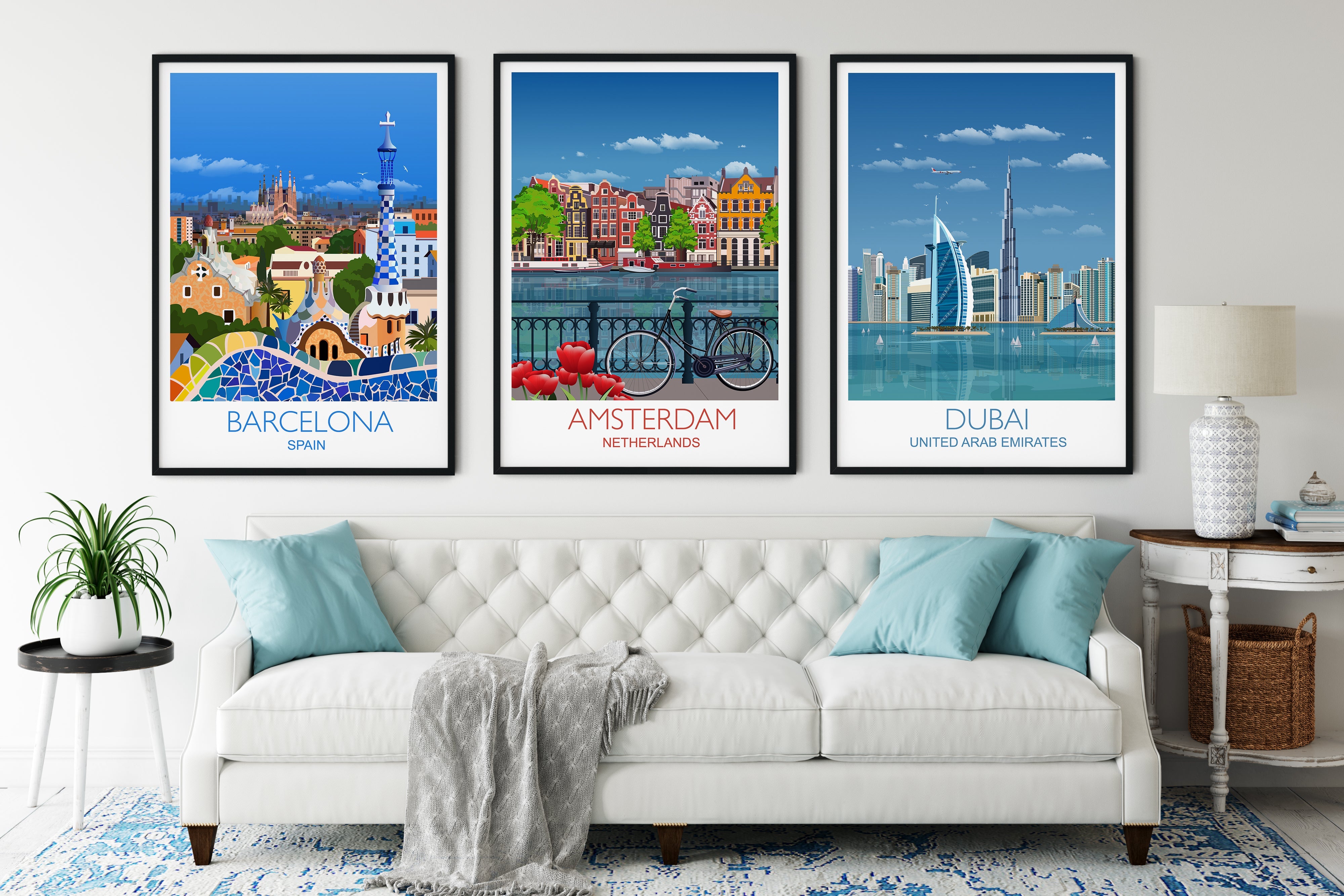 Dubai Travel Poster, Travel Print of Dubai, City of Dubai, United Arab Emirates NQ Media Designs