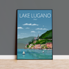 Lake Lugano Travel Poster, Travel Print of Lake Lugano, Italian Lakes, Italy NQ Media Designs