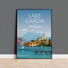 Lake Garda Travel Poster, Travel Print of Lake Garda, Italian Lakes, Italy NQ Media Designs