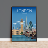 London Travel Print, London Travel Poster, City of London, UK, UK Travel Poster NQ Media Designs