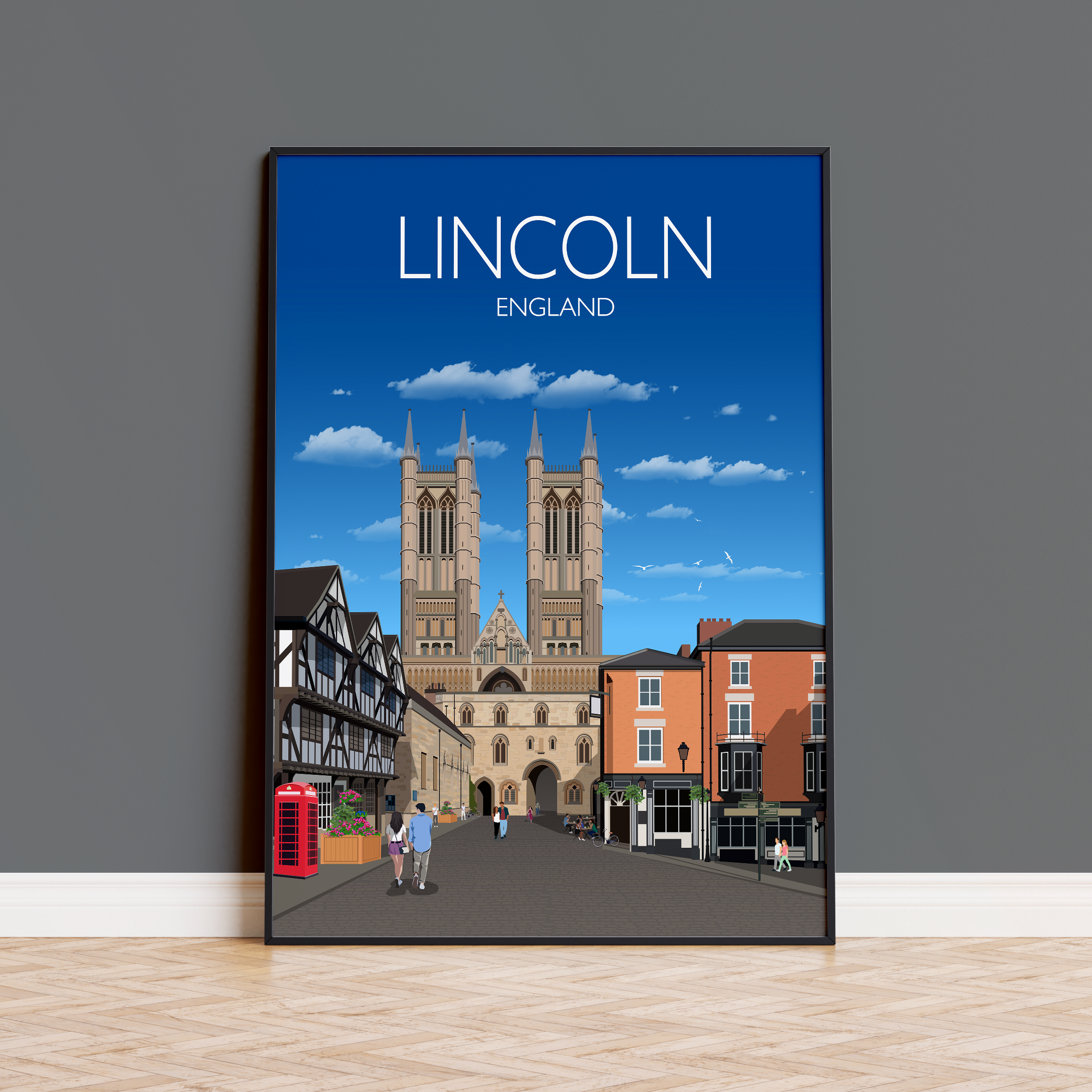 Lincoln Travel Print, Lincoln Travel Poster, Lincoln, England NQ Media Designs