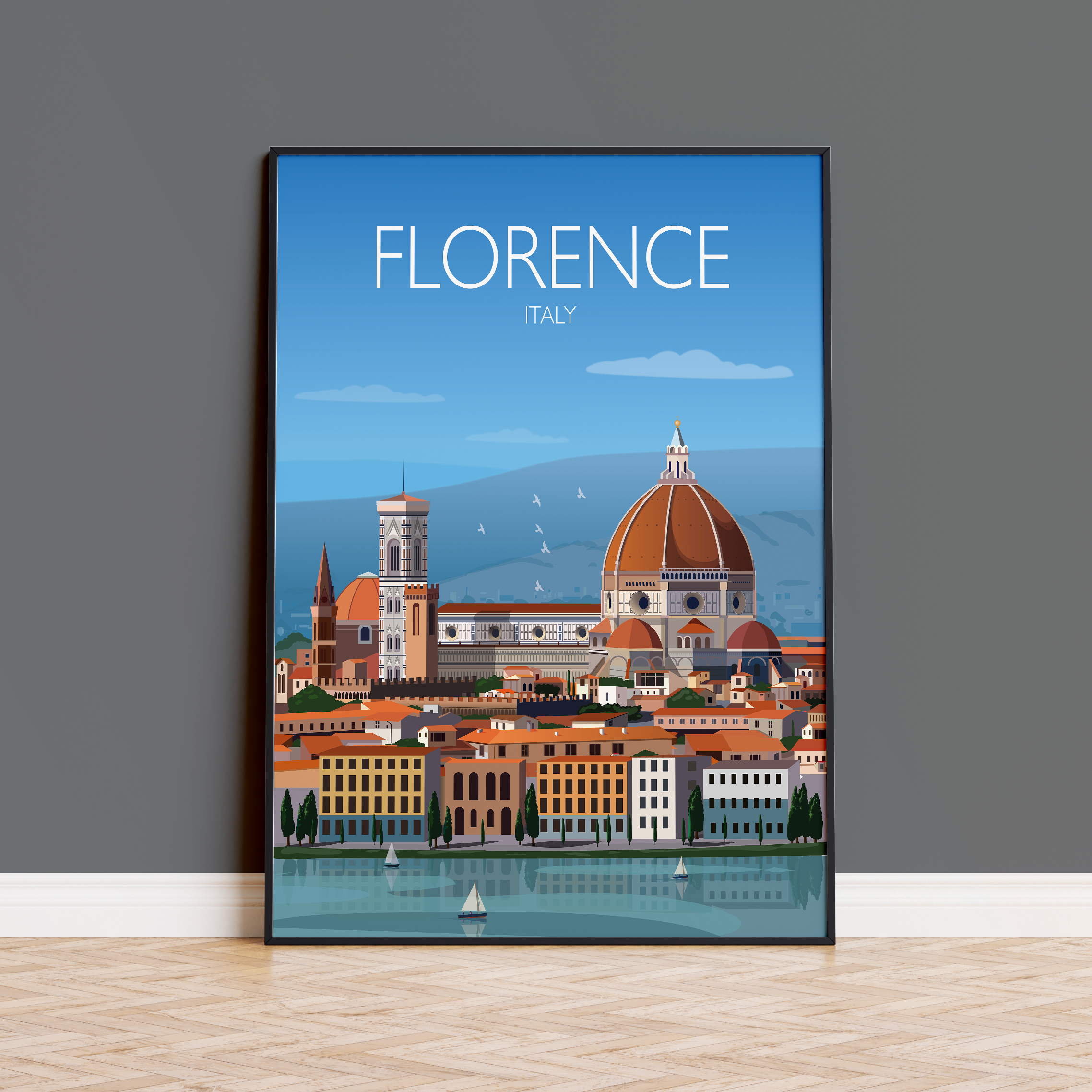 Florence Travel Poster, Travel Print of Florence, City of Florence, Italy NQ Media Designs